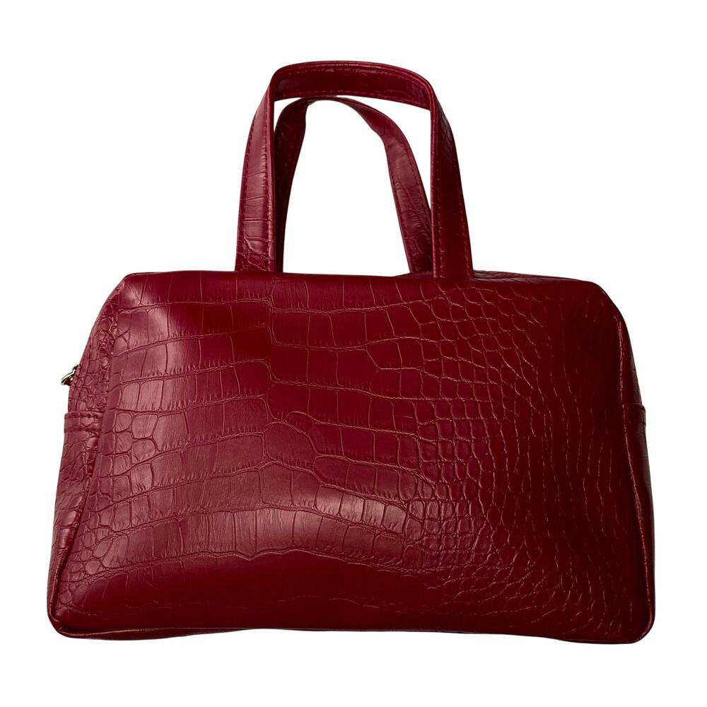 Cherry Red Faux Croc Mini‎ Bag Y2K Baddie Glossy Top Handle Small Purse